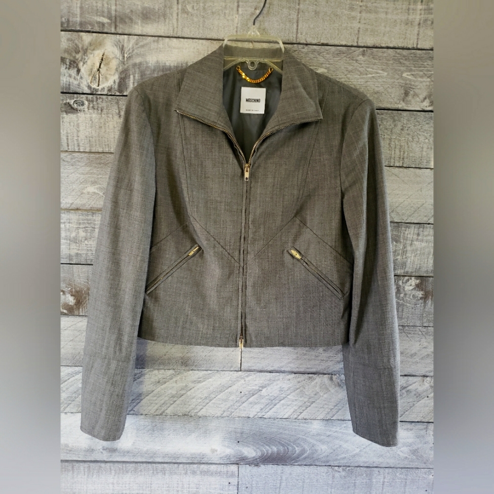 Moschino Cropped Gray Blazer/Jacket Size 10 US